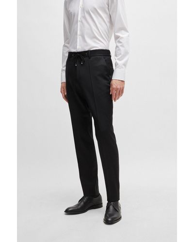 BOSS - Pantalones formales slim fit con cintura con cordón