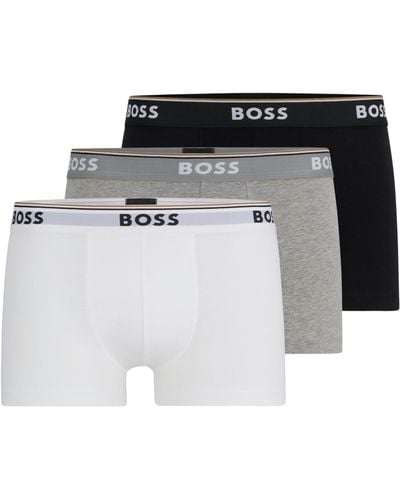 BOSS Dreier-Pack eng anliegende Boxershorts aus Stretch-Baumwolle mit kurzem Bein und Logo-Bund - Schwarz