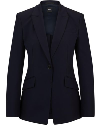 BOSS Slim-fit Jacket In Quick-dry Stretch Cloth - Blue
