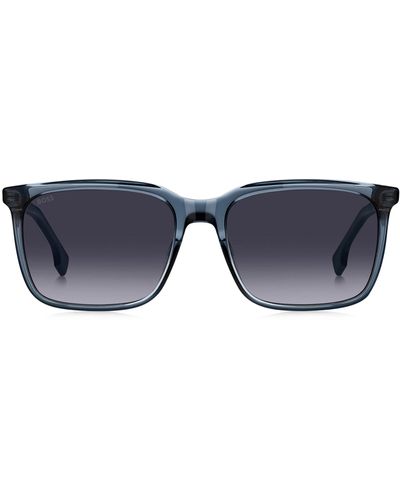 BOSS Sonnenbrille aus blauem Acetat mit gemusterten Carbonfaser-Bügeln