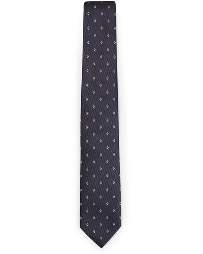 BOSS Silk-jacquard Tie With Detailed Pattern - Blue