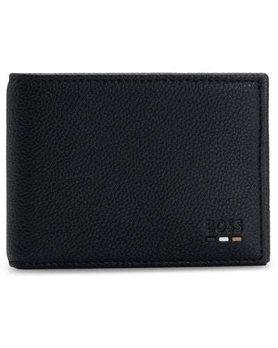 BOSS Faux-leather Billfold Wallet With Logo And Signature Stripe - Black