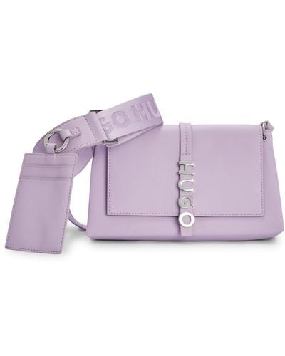 HUGO Faux-leather Crossbody Bag With Logo Hardware - Purple