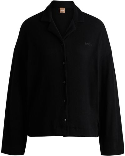 BOSS Ribbed-cotton Pyjamas With Logo Embroidery - Black