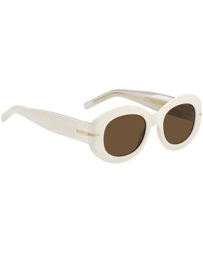 BOSS White-acetate Sunglasses With Signature Gold-tone Detail - Multicolor