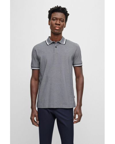 BOSS by HUGO BOSS Logo embroidered Cotton Piqu Polo Shirt in Blue