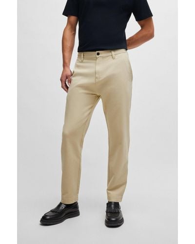 HUGO Tapered-fit Regular-rise Trousers In Cotton Twill - Black