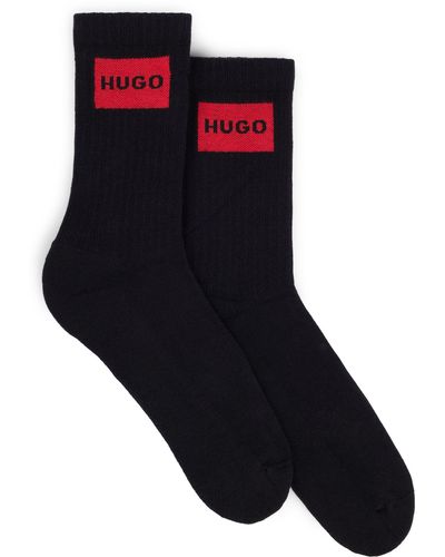 HUGO Paquete de dos pares de calcetines cortos de algodón - Negro