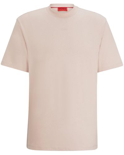 HUGO Relaxed-fit T-shirt Van Katoen Met Logoprint - Roze