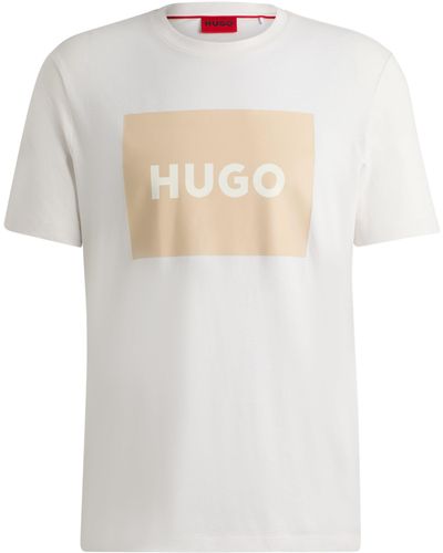 HUGO Regular-Fit T-Shirt aus Baumwoll-Jersey mit Logo-Print - Weiß