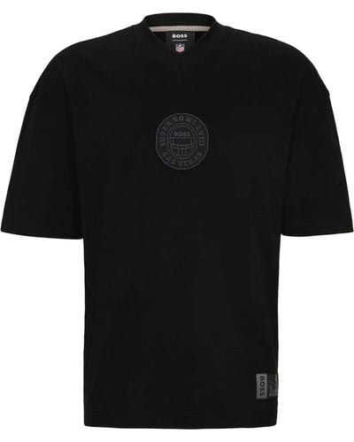 BOSS X Nfl T-shirt Van Interlocked Katoen Met Artworkprint - Zwart