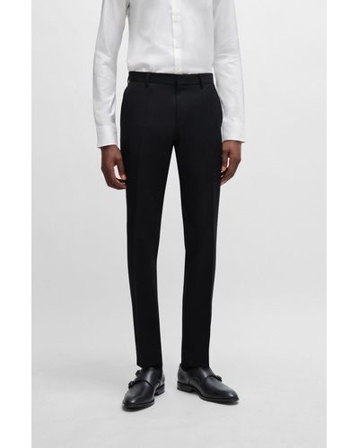 BOSS Slim-fit Pants In Virgin-wool Serge - Black
