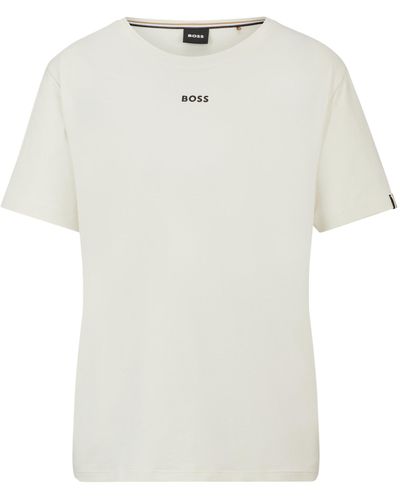 BOSS T-shirt de pyjama en jersey de coton stretch à logo imprimé - Blanc