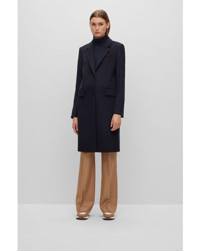 BOSS Slim-fit Coat In Virgin Wool And Cashmere - Blue
