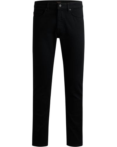 BOSS Schwarze Slim-Fit Jeans aus bequemem Stretch-Denim