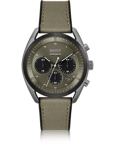 BOSS Khaki-dial Chronograph Watch With Silicone Strap Men's Watches - Multicolour