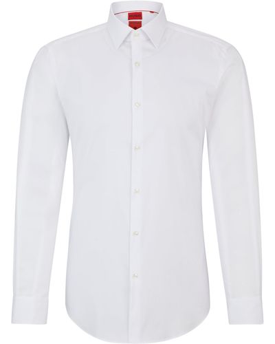 HUGO Slim-fit Overhemd In Popeline Van Een Katoenmix - Wit