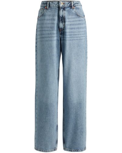 HUGO Relaxed-Fit Jeans aus hellblauem Baumwoll-Denim