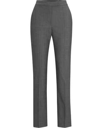 BOSS Slim-Fit Hose aus italienischer Schurwolle mit Sharkskin-Struktur - Grau