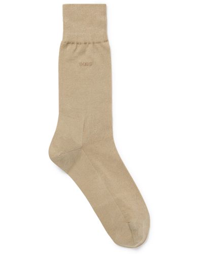 BOSS Mittelhohe Logo-Socken aus ägyptischer Baumwolle mit merzerisiertem Finish - Natur