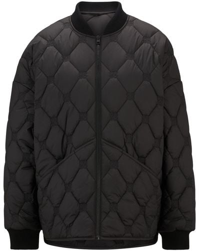 HUGO Water-repellent Liner Jacket With Stacked-logo Quilting - Black