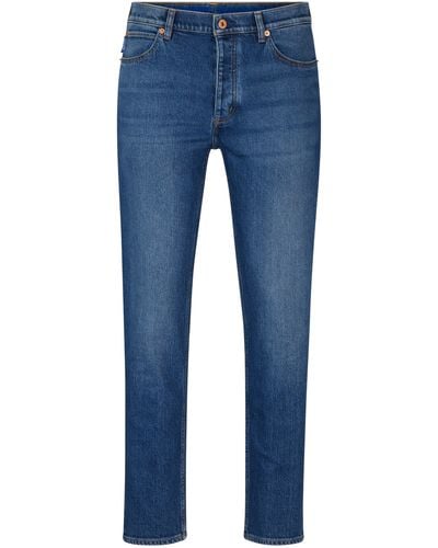 HUGO Tapered-fit Jeans Van Middenblauw Stretchdenim