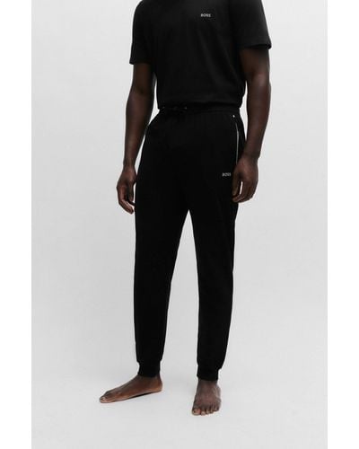 BOSS Stretch-cotton Tracksuit Bottoms With Logo Detail - Black