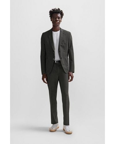 BOSS Slim-fit Suit In Micro-patterned Virgin Wool - Grey