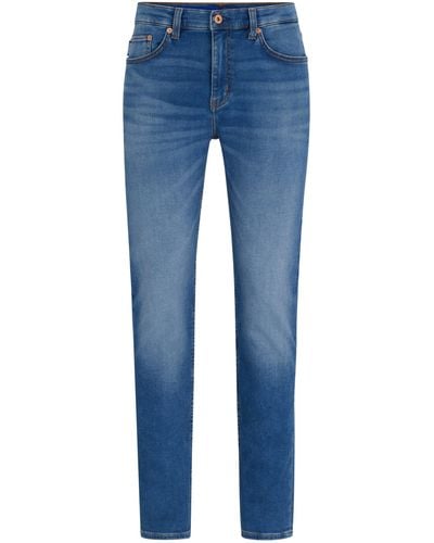 HUGO Slim-fit Jeans Van Blauw, Stonewashed Stretchdenim