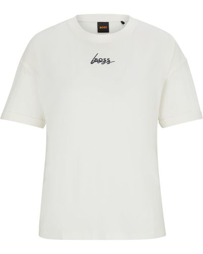 BOSS T-Shirt aus Baumwoll-Jersey mit Signature-Print - Weiß