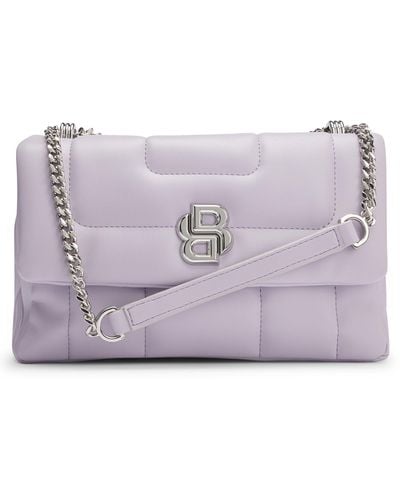 BOSS Quilted Shoulder Bag With Double B Monogram Hardware - Purple