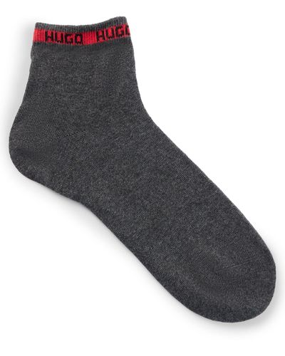 HUGO Two-pack Of Short-length Socks With Logo Tape - Black