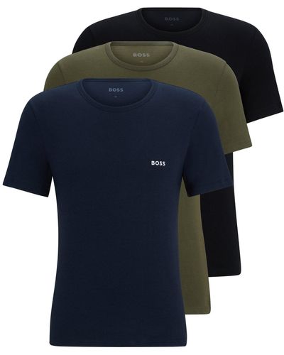 BOSS Paquete de tres camisetas interiores en punto de algodón de la marca - Negro