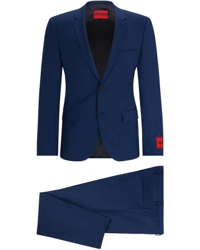 HUGO Extra Slim-Fit Anzug aus Schurwoll-Mix mit Performance-Stretch - Blau