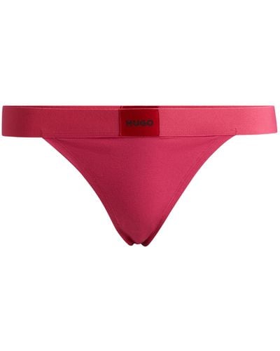 HUGO Stretch-cotton Thong Briefs With Logo Waistband - Red