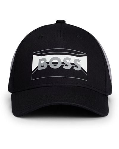 BOSS by HUGO BOSS Pet Van Katoenen Twill Met Contrasterend Trendy Logo - Zwart