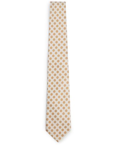 BOSS Corbata de jacquard de seda con estampado de lunares - Blanco