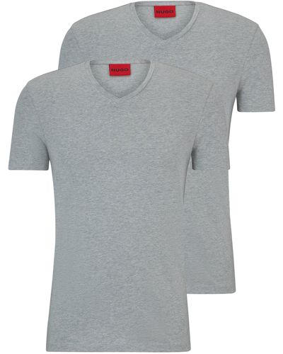 HUGO Zweier-Pack Slim-Fit T-Shirts aus Stretch-Baumwolle - Grau