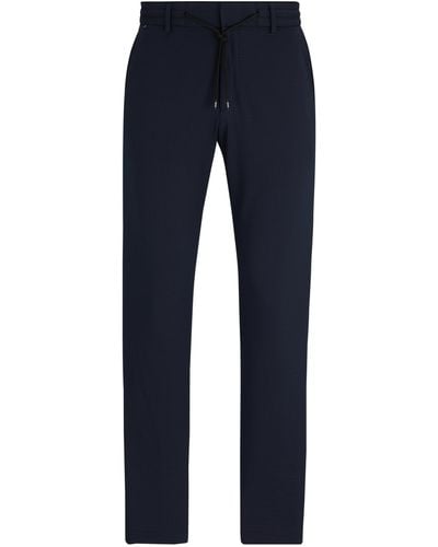 BOSS Slim-Fit Hose aus funktionalem Stretch-Seersucker - Blau