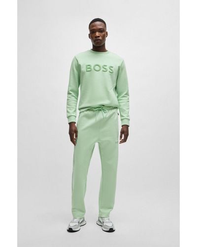 BOSS Open-hem Tracksuit Bottoms With 3d-moulded Logo - Green
