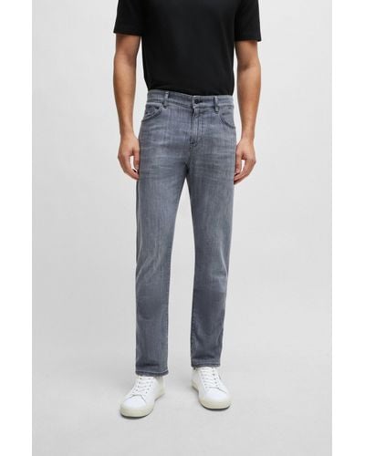 BOSS Slim-fit Jeans In Blue Comfort-stretch Denim - Black