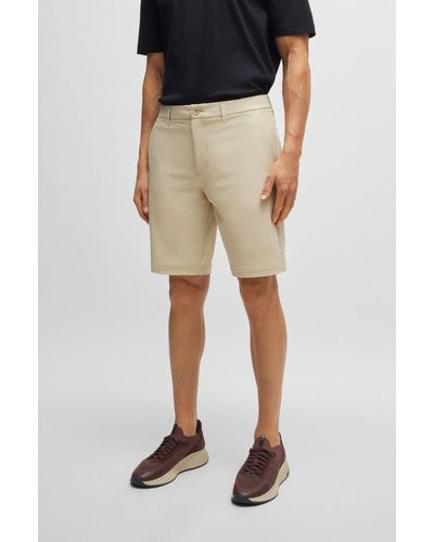 BOSS Slim-fit Shorts In Easy-iron Four-way Stretch Fabric - Natural