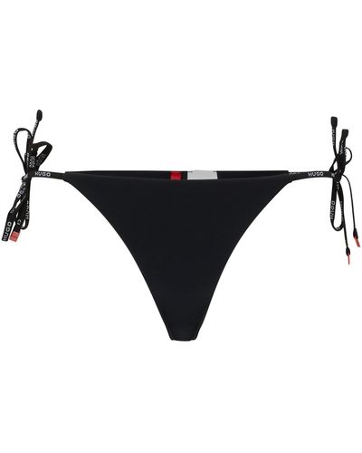 HUGO Braguitas de bikini con lazo lateral y logo estampado - Negro