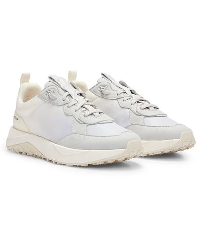 HUGO Mixed-material Trainers With Degradé Effect - White