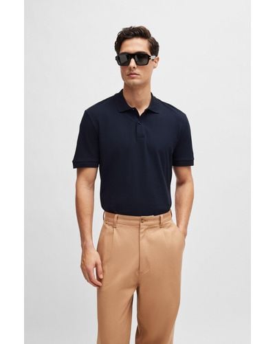 BOSS Regular-fit Polo Shirt In Cotton Piqué - Blue
