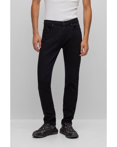 HUGO Slim-fit Jeans In Comfort-stretch Denim - Black