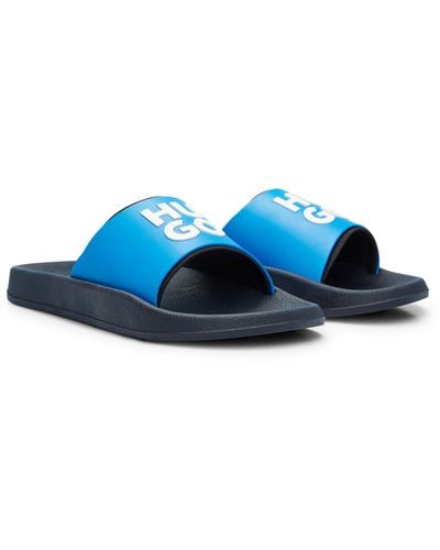 HUGO Slippers Met Logo Op De Wreefband - Blauw