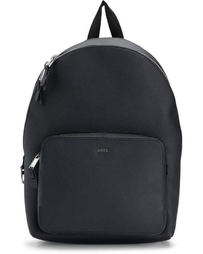 BOSS Grained-leather Backpack With Polished Silver Hardware - Black