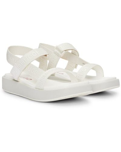 HUGO Stacked-logo Sandals With Branded Straps - White