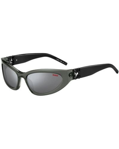 HUGO Gray-acetate Sunglasses With 3d Monogram Men's Eyewear - Black